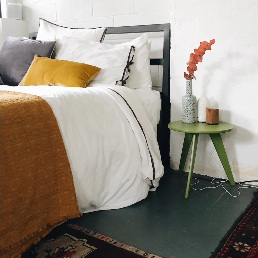 West Elm European Flax Linen contrast Edge Duvet Cover & Shams